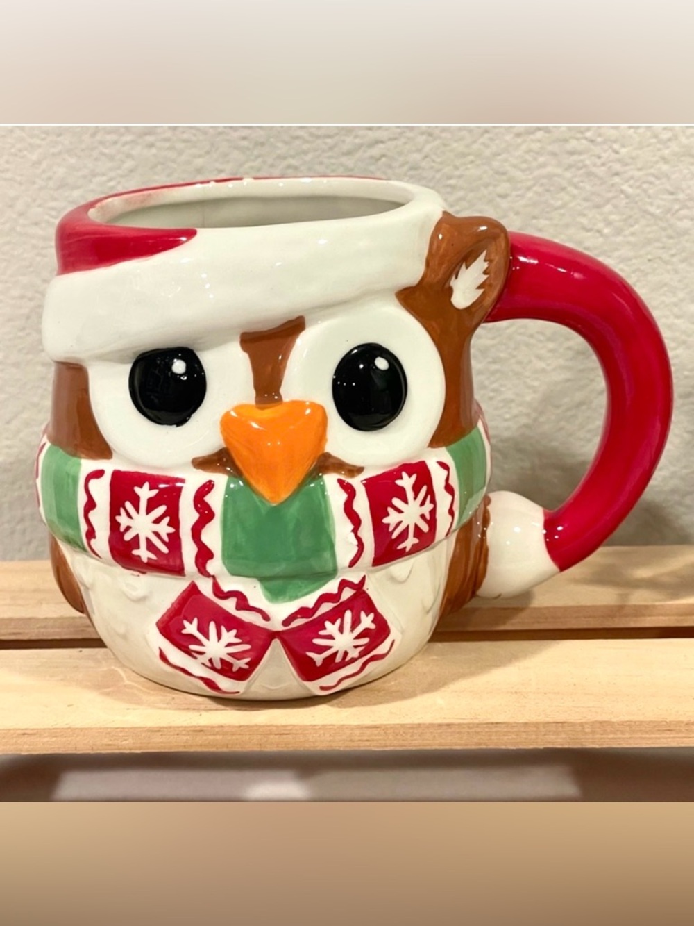 Festive Owl Wearing Scarf and Hat Holiday Coffee Mug | Use or Decor